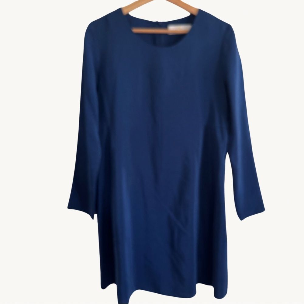 Amanda Uprichard Blue Silk Mini Dress Long Sleeves Light Weight Size Medium